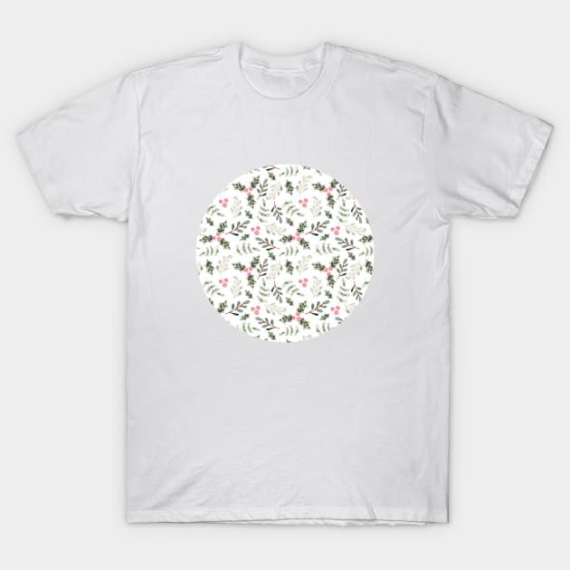 Holly leaves and mistletoe T-Shirt by Harpleydesign